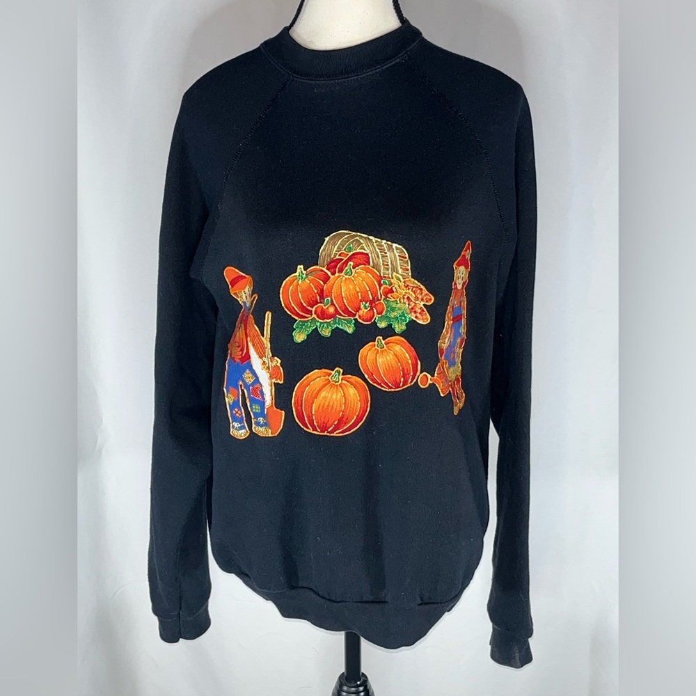 Tultex Scarecrow Pumpkin Fall Themed Women’s Vintage 90s Sweatshirt Large